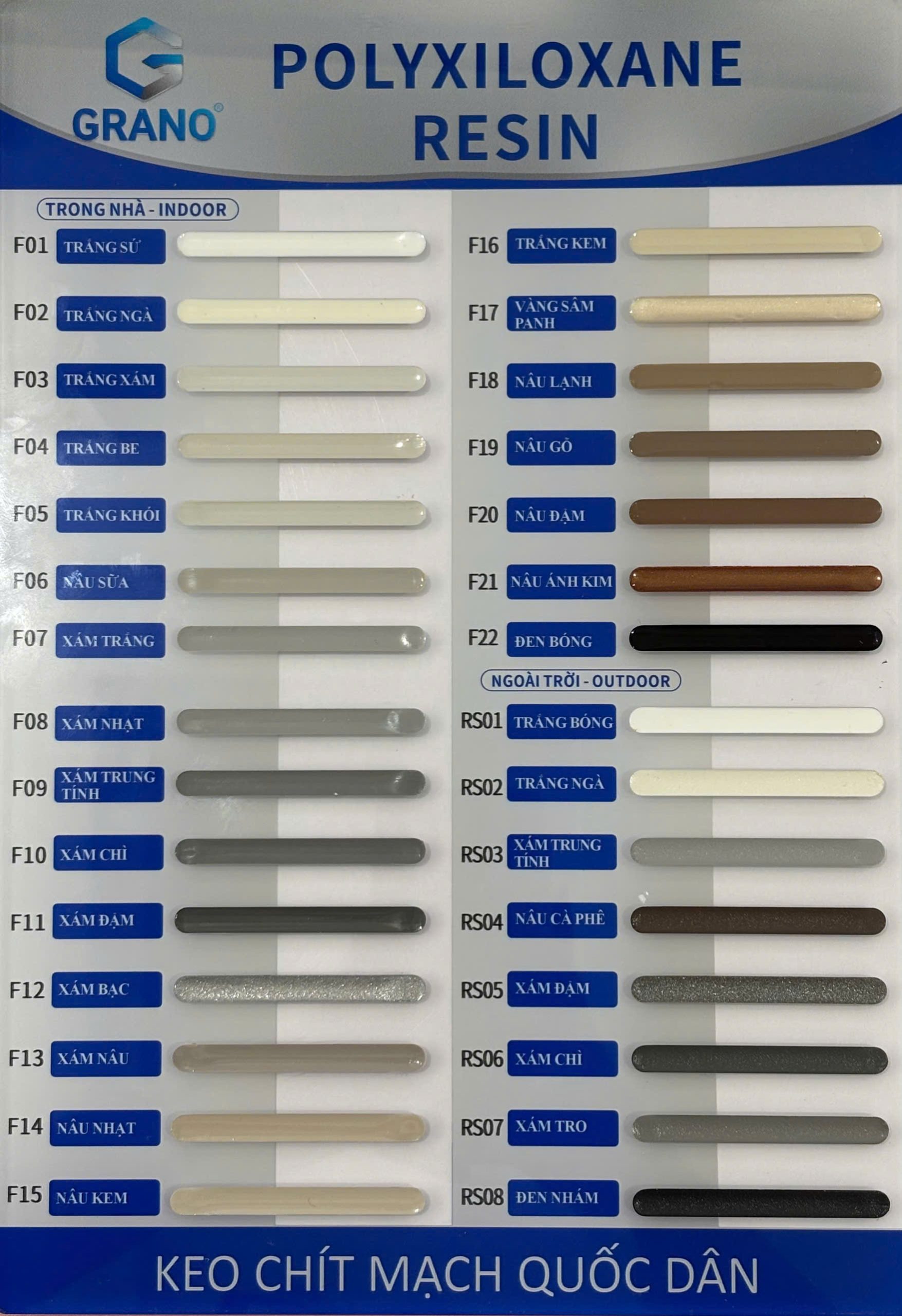 Bảng màu GRANO RESIN
